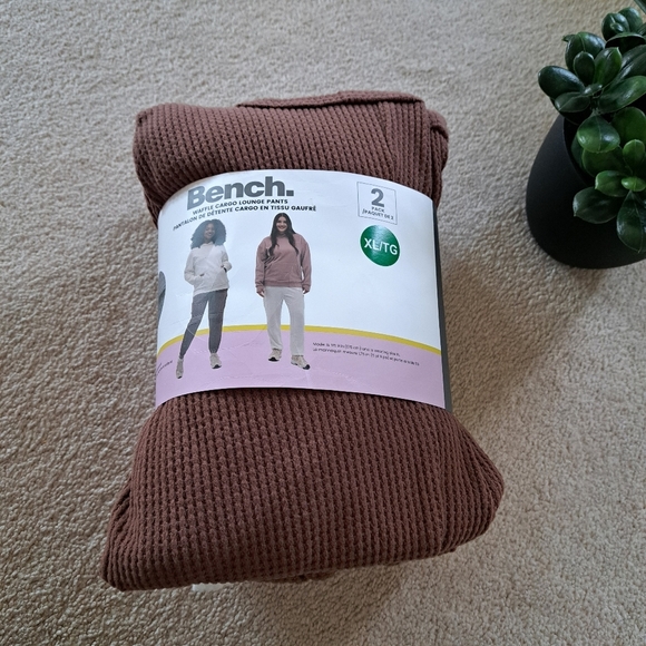 New! Bench Waffle Cargo Lounge Pants 2 Pack Women's XL Cream Brown Casual - Picture 15 of 15